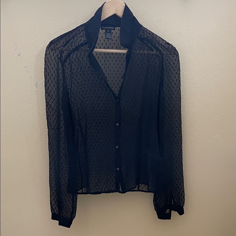 Club Monaco Black Sheer Women's Top